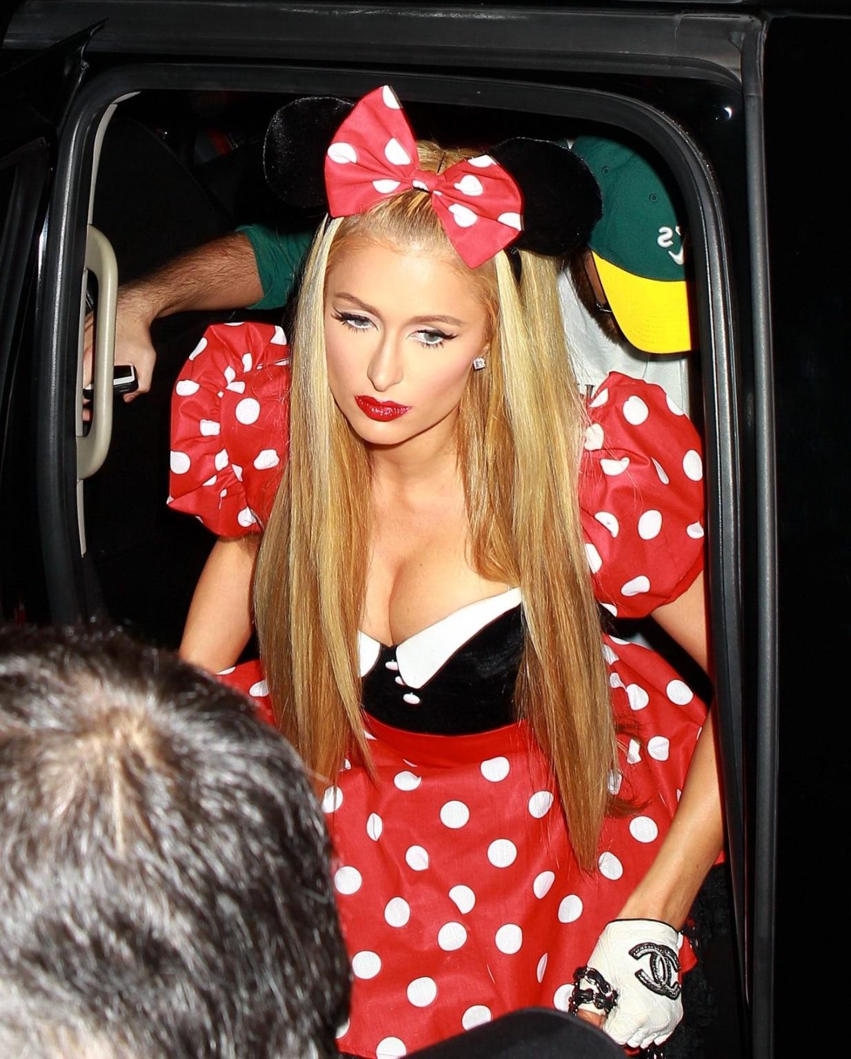 16P Paris Hilton busty wearing a Minnie Mouse costume at Casamigos Tequilas Hallowee