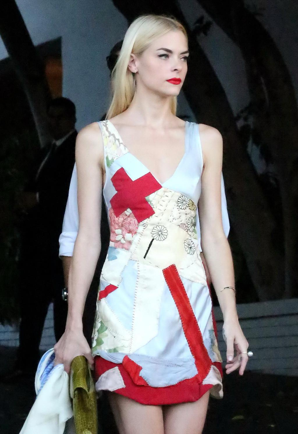 16P Jaime King in sexy nurse costume leaving Chateau Marmont Hotel in West Hollywood