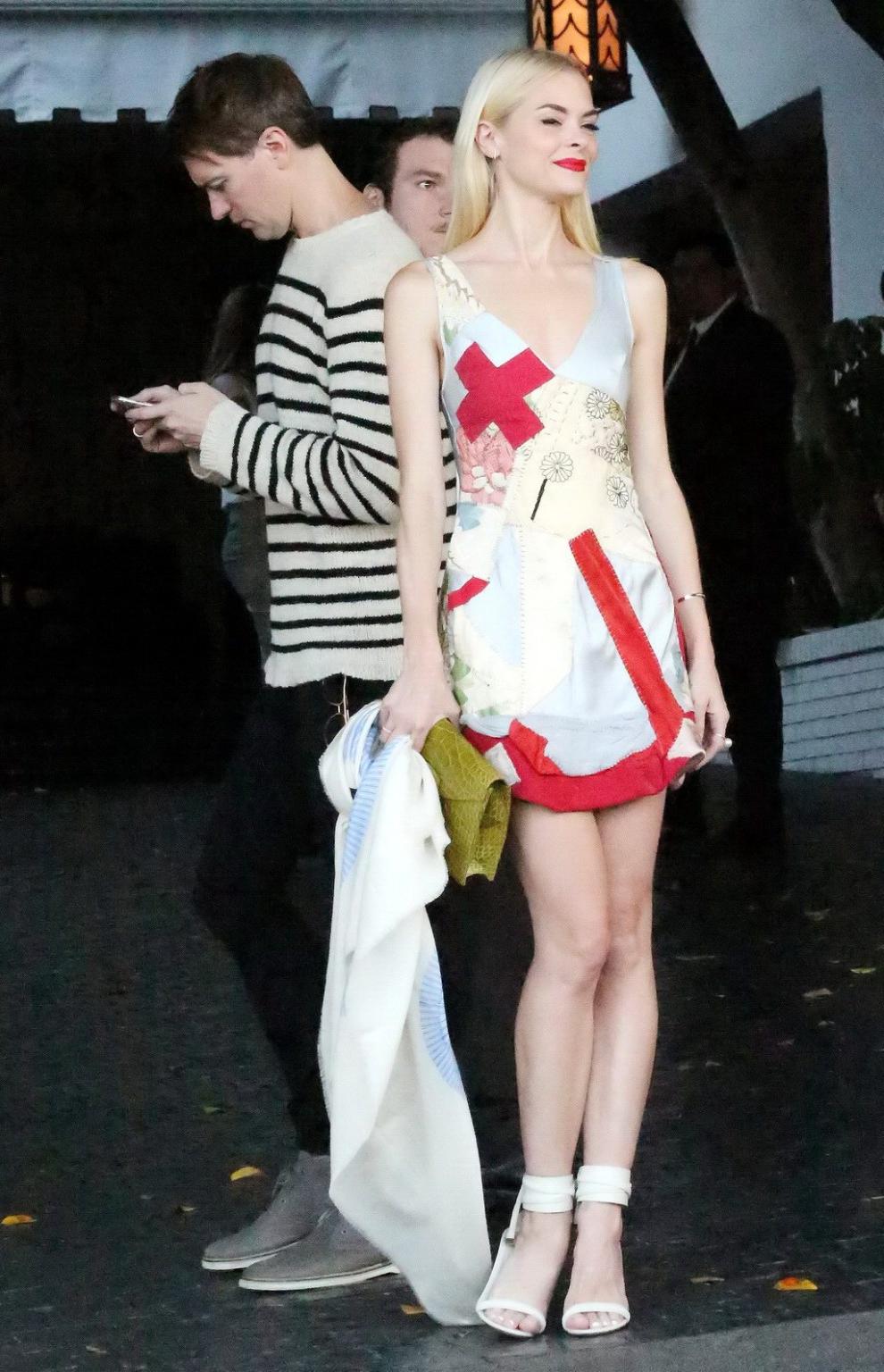 16P Jaime King in sexy nurse costume leaving Chateau Marmont Hotel in West Hollywood