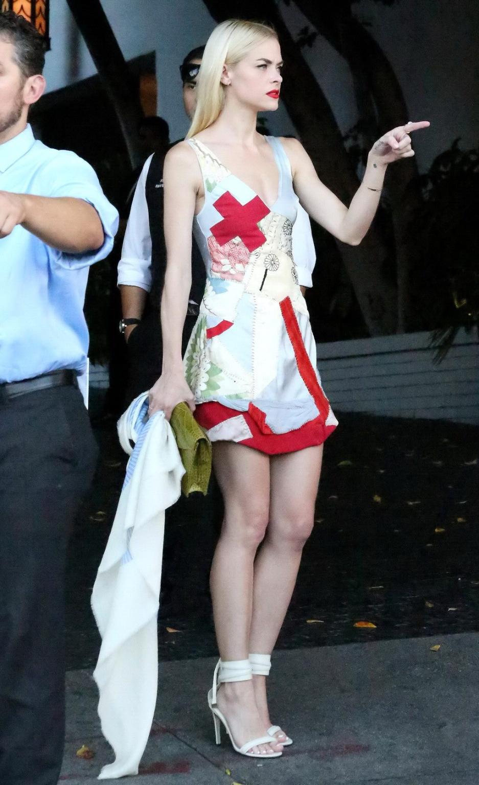 16P Jaime King in sexy nurse costume leaving Chateau Marmont Hotel in West Hollywood