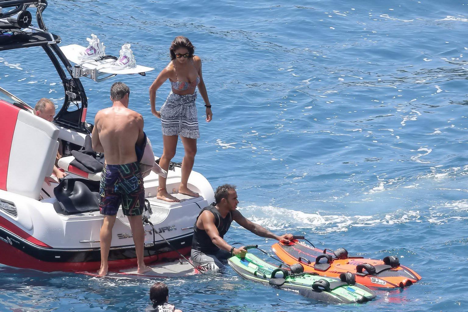 16P Nicole Scherzinger wearing skimpy colorful bikini with Lewis Hamilton on a boat 