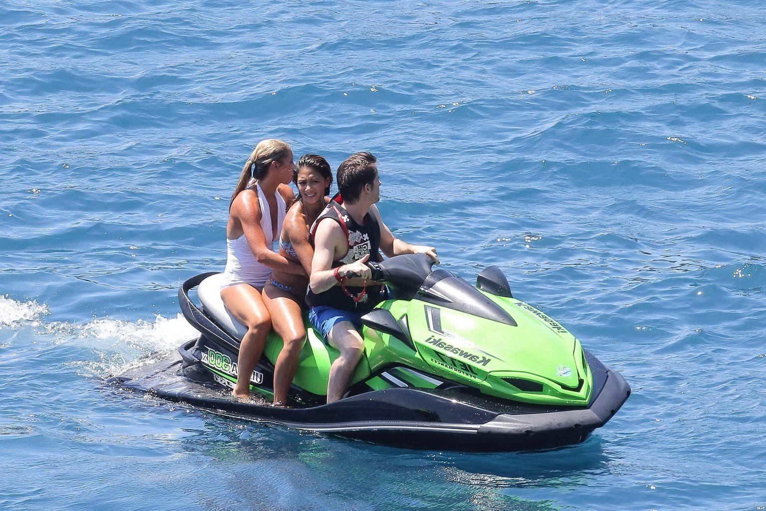 16P Nicole Scherzinger wearing skimpy colorful bikini with Lewis Hamilton on a boat 
