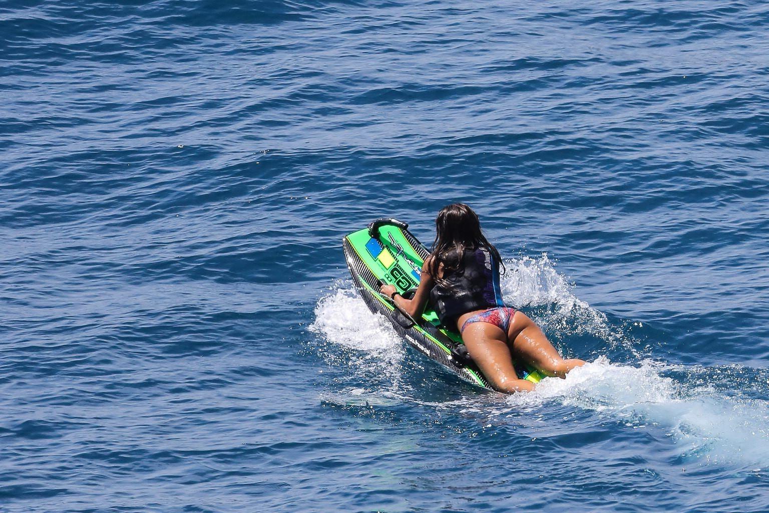 16P Nicole Scherzinger wearing skimpy colorful bikini with Lewis Hamilton on a boat 