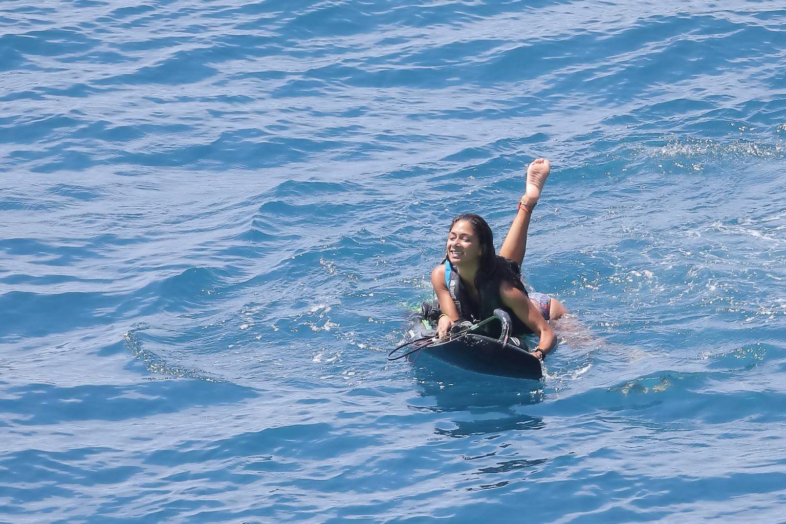 16P Nicole Scherzinger wearing skimpy colorful bikini with Lewis Hamilton on a boat 