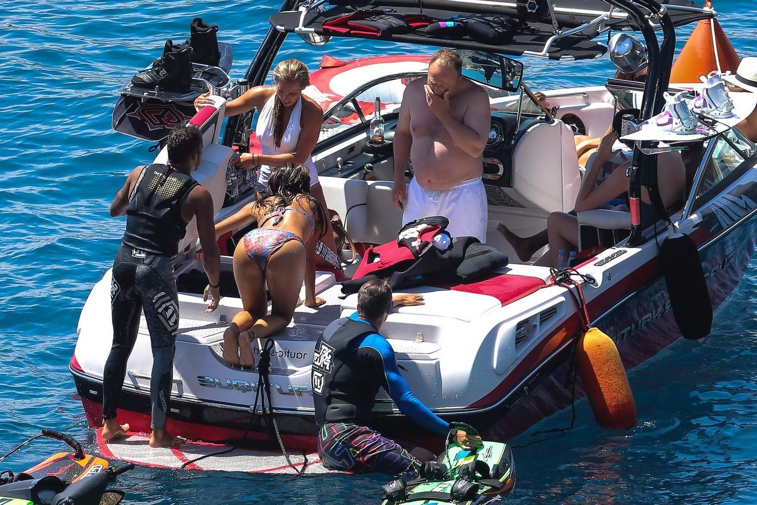 16P Nicole Scherzinger wearing skimpy colorful bikini with Lewis Hamilton on a boat 