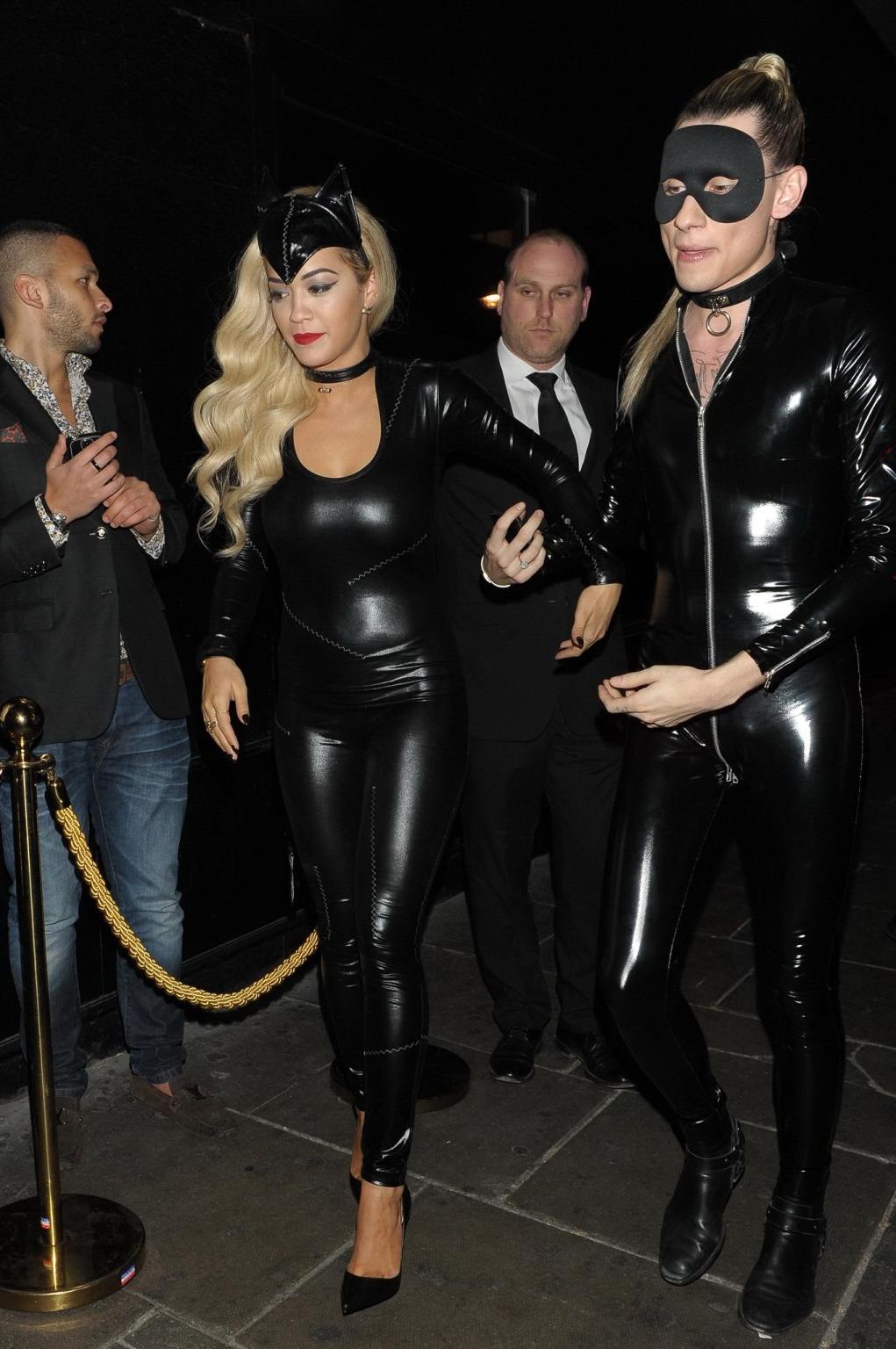16P Rita Ora showing off her ass in a Catwoman costume at Chikana Nightclub in Londo