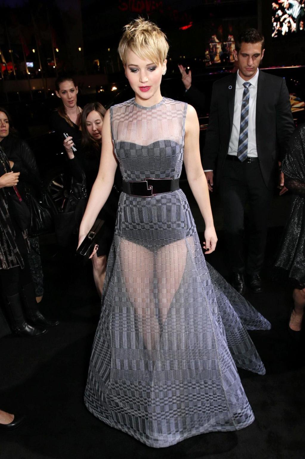 16P Jennifer Lawrence wearing a corset and a see through dress at 'The Hunger Games: