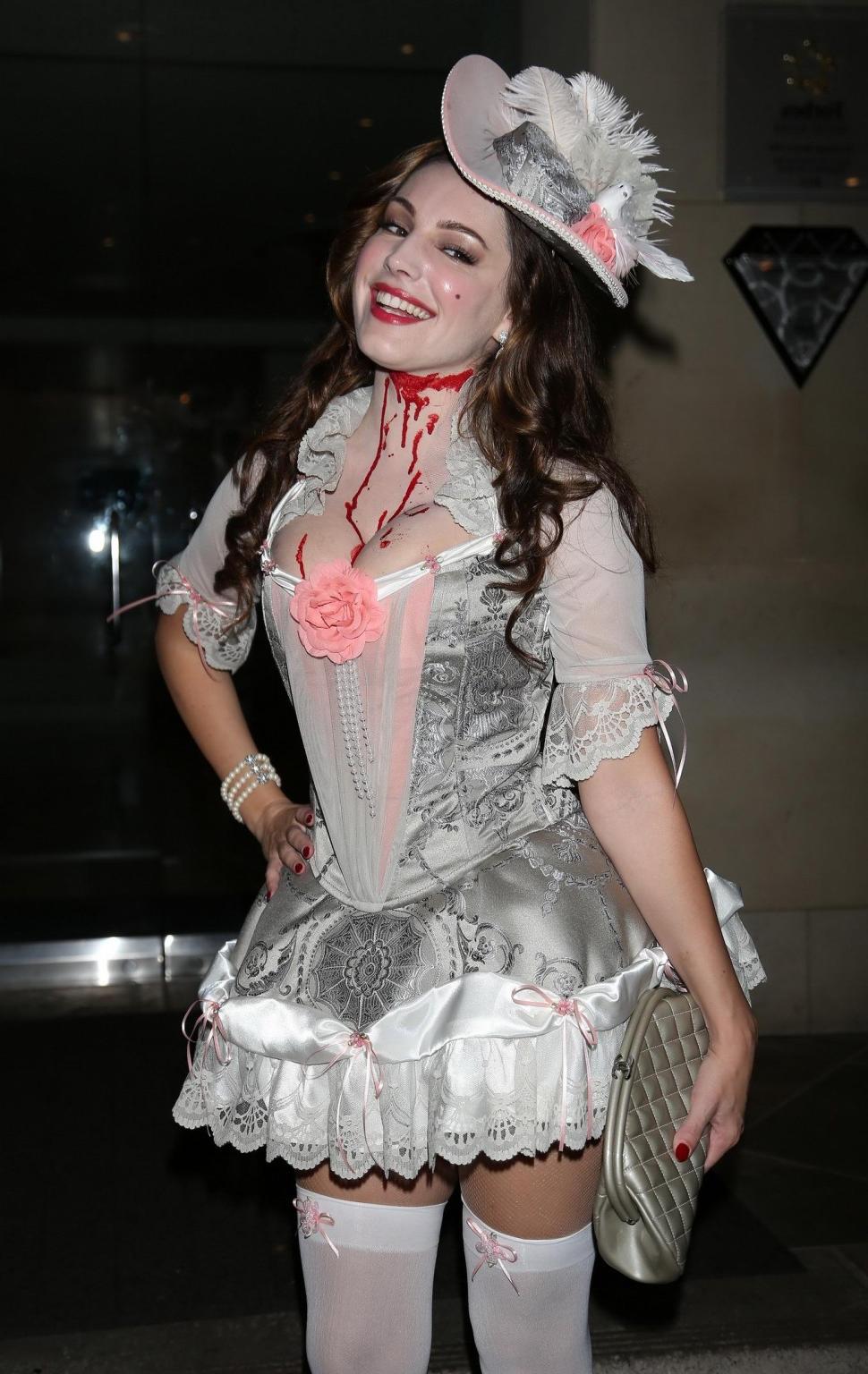 16P Busty Kelly Brook wearing a slutty costume for the Casamigos Halloween Party in 