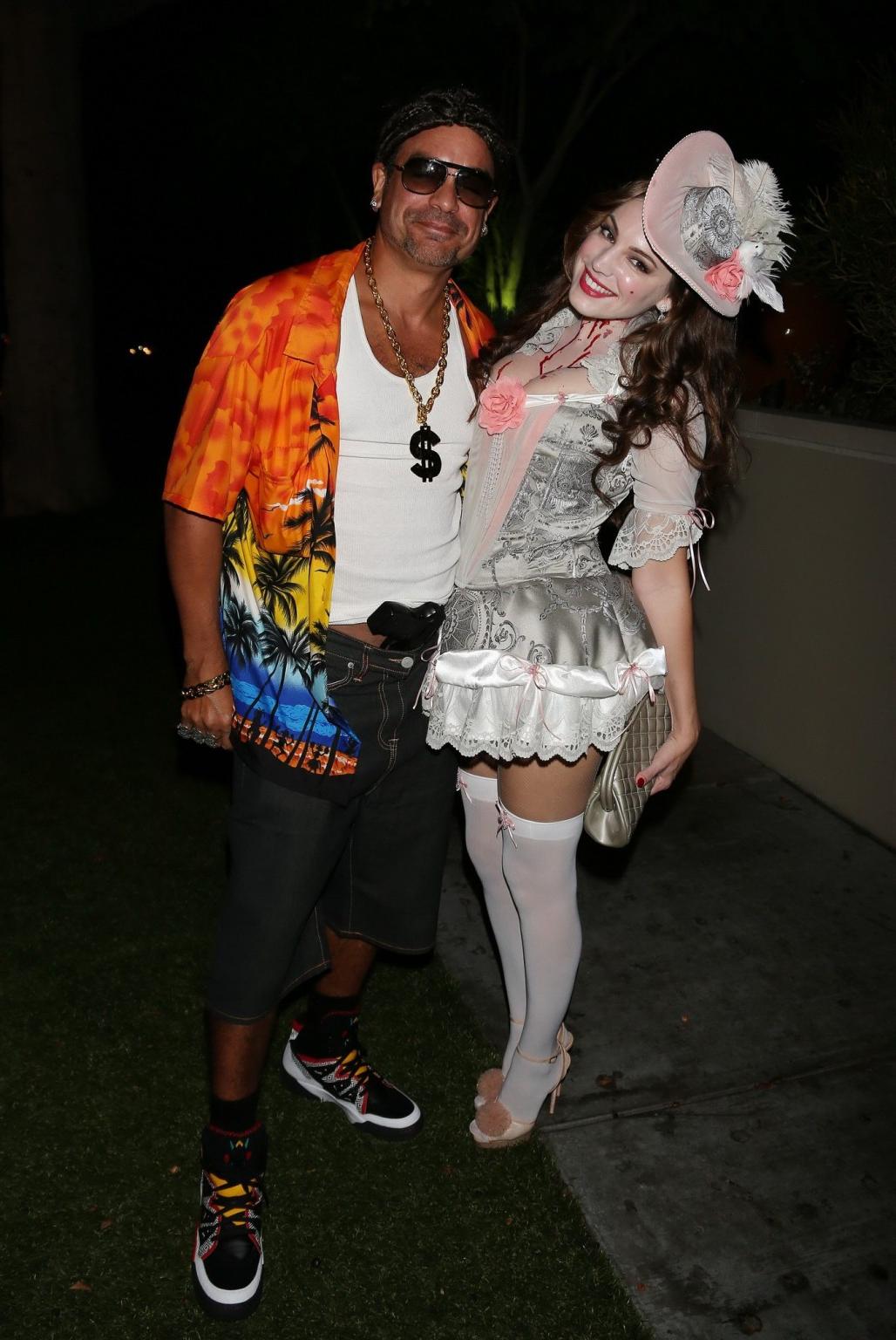 16P Busty Kelly Brook wearing a slutty costume for the Casamigos Halloween Party in 