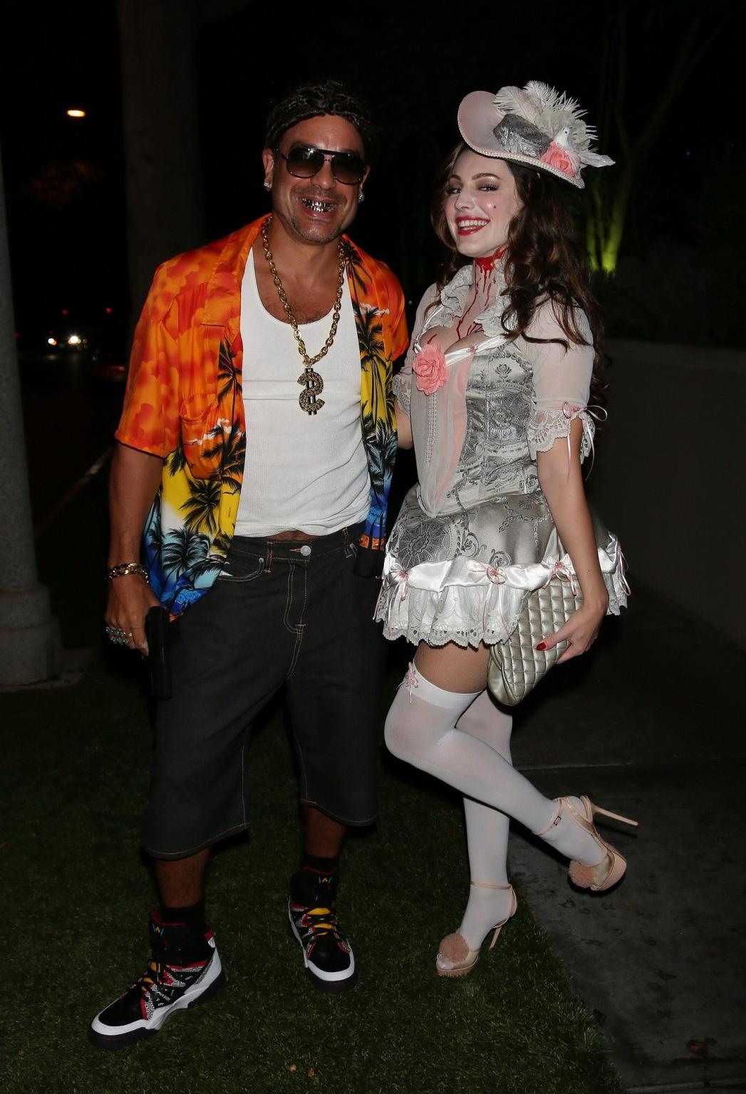 16P Busty Kelly Brook wearing a slutty costume for the Casamigos Halloween Party in 