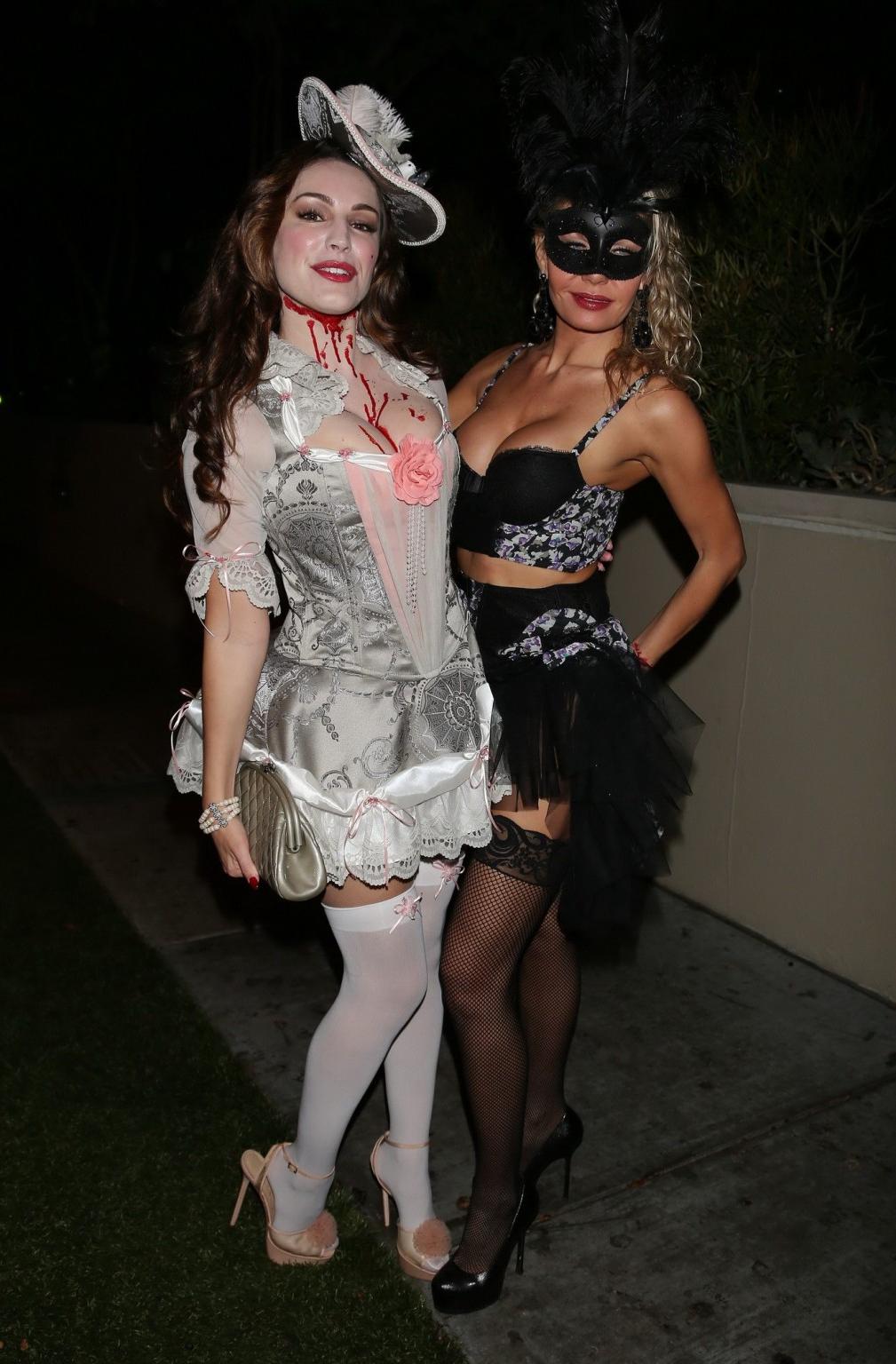 16P Busty Kelly Brook wearing a slutty costume for the Casamigos Halloween Party in 