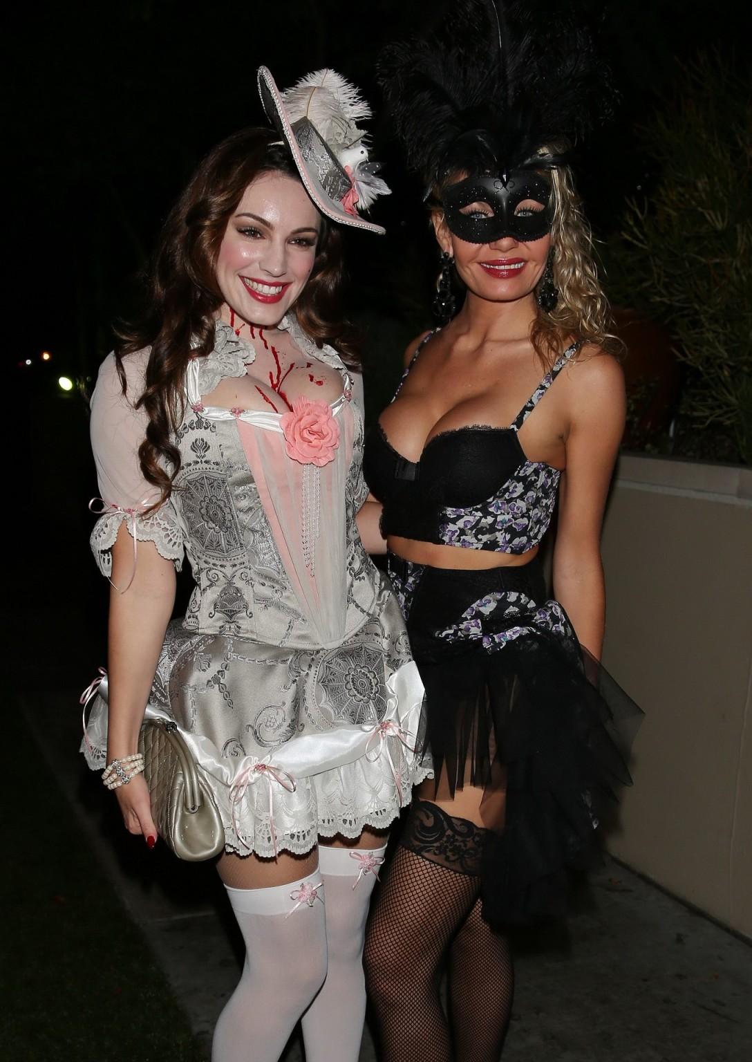 16P Busty Kelly Brook wearing a slutty costume for the Casamigos Halloween Party in 