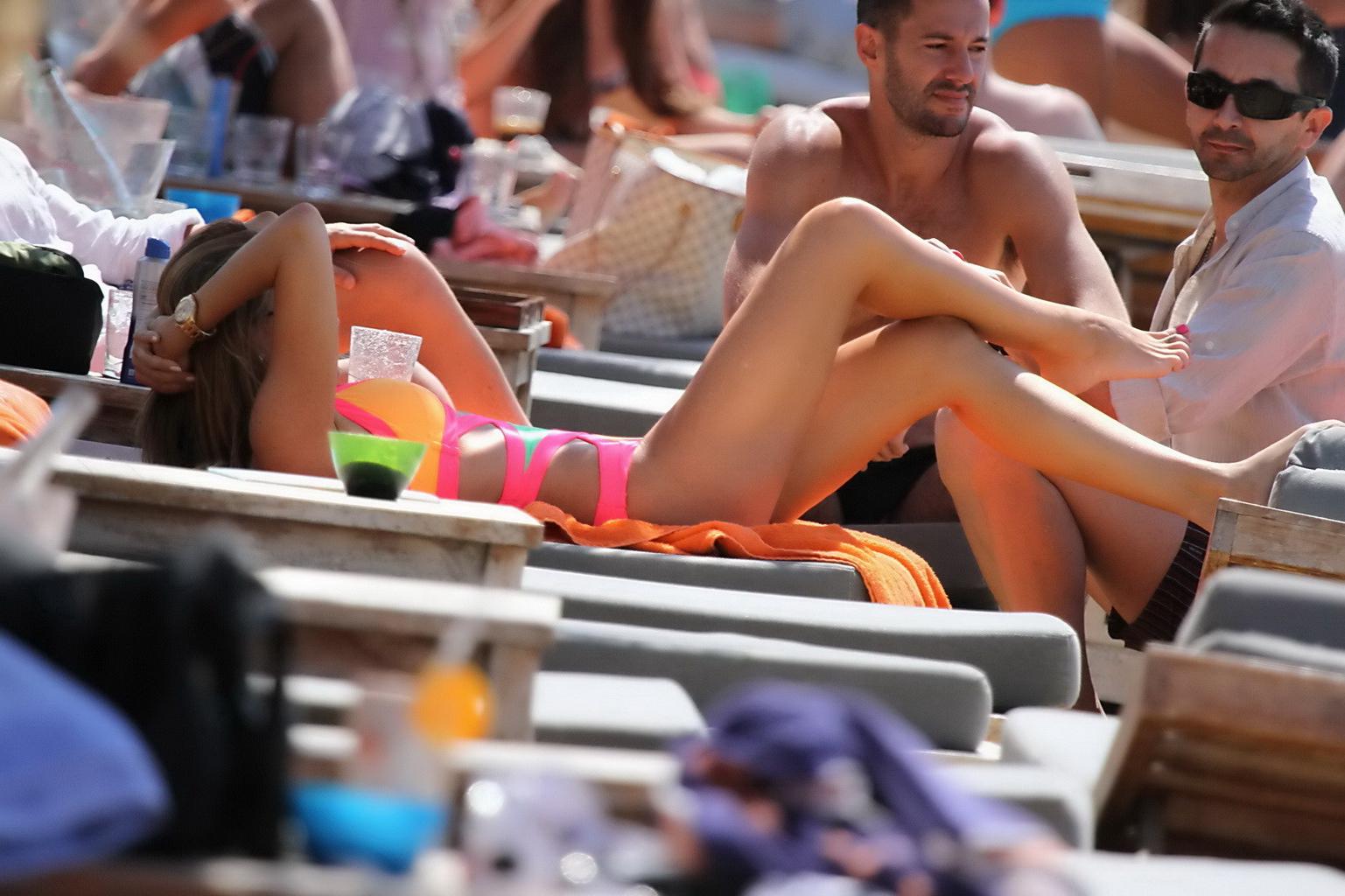 16P Sofia Vergara showing off her bust line in a colorful swimsuit at the beach in M
