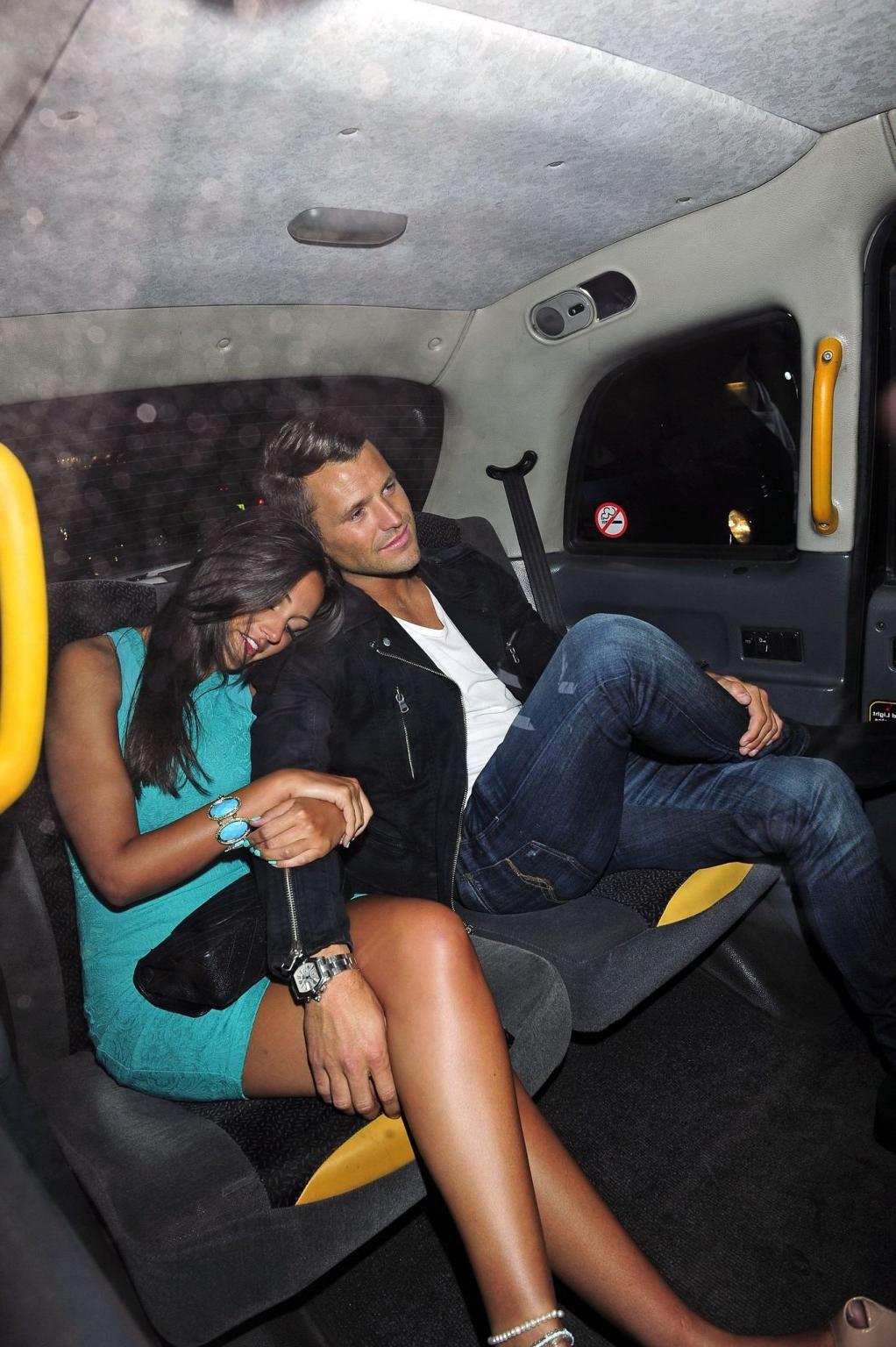 16P Michelle Keegan upskirt wearing tight blue mini dress out in London
