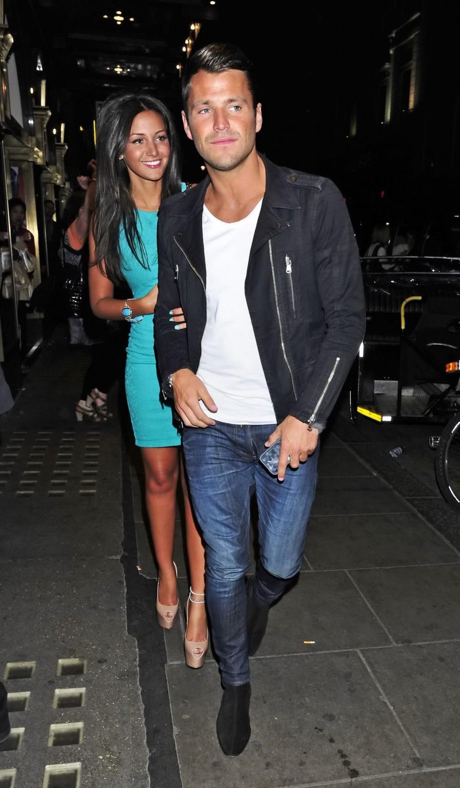 16P Michelle Keegan upskirt wearing tight blue mini dress out in London