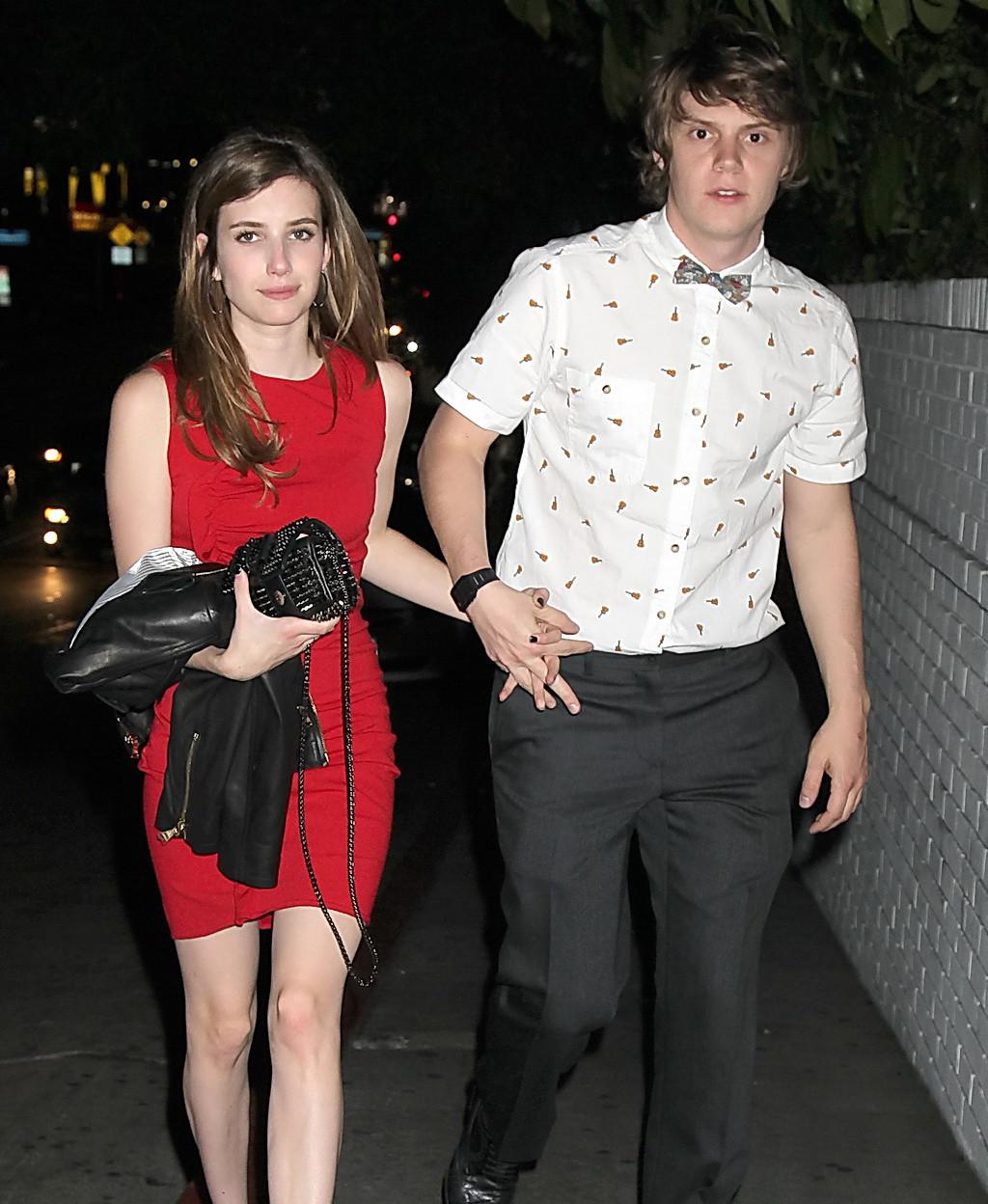16P Emma Roberts wearing short red dress hot and drunk all night out in Los Angeles