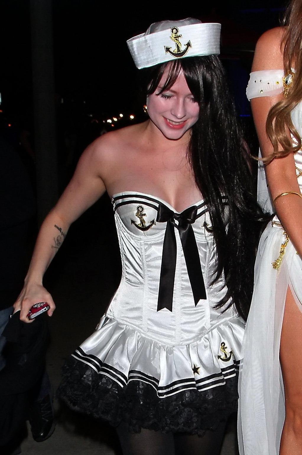 10P Avril Lavigne wearing a sexy sailor costume outside the BOA Steakhouse in Beverl