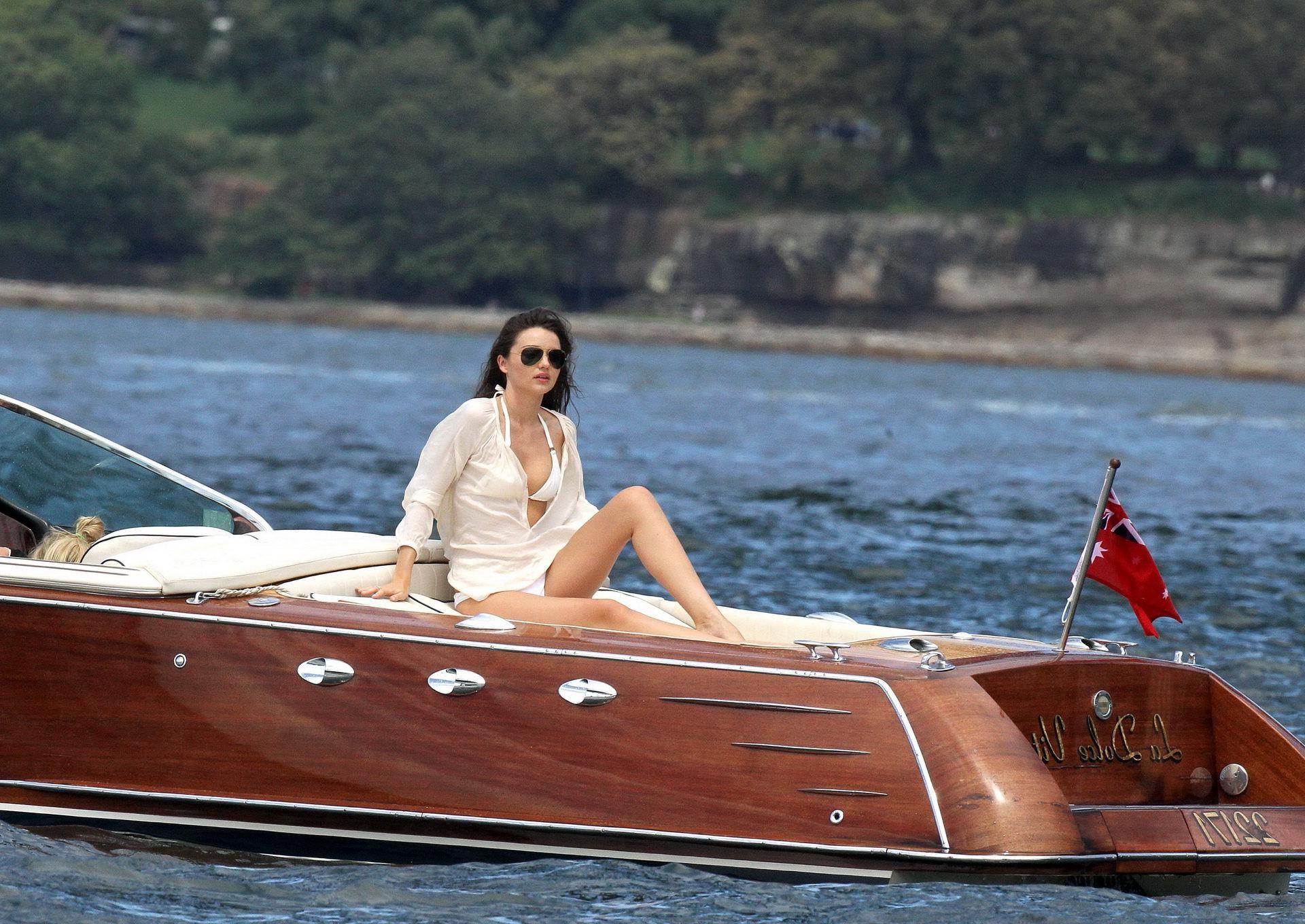16P Miranda Kerr doing a bikini photoshoot on a boat in Sydney