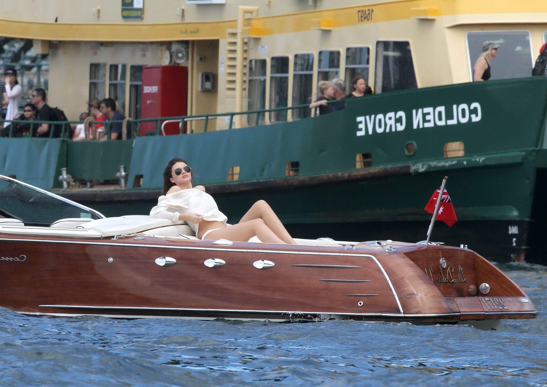 16P Miranda Kerr doing a bikini photoshoot on a boat in Sydney