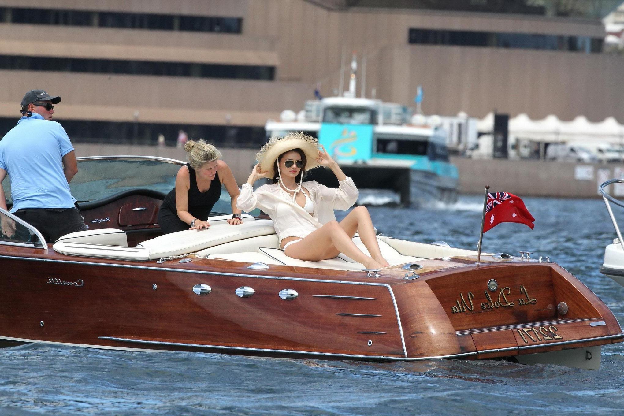 16P Miranda Kerr doing a bikini photoshoot on a boat in Sydney