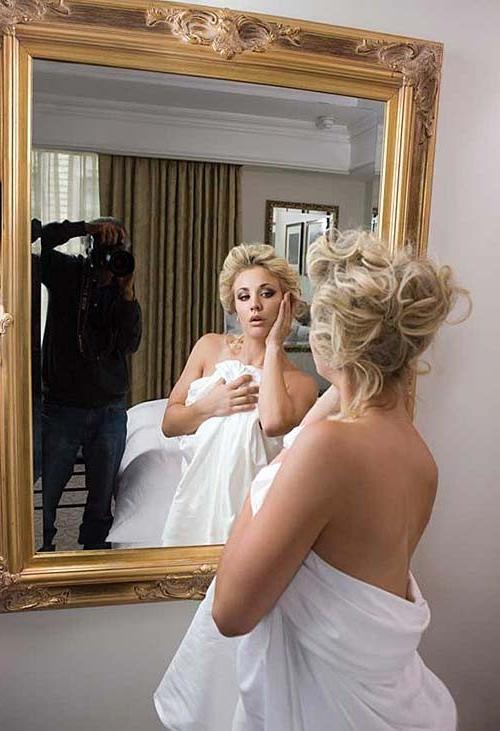 16P Kaley Cuoco exposing sexy body and huge boobs in see thru blouse