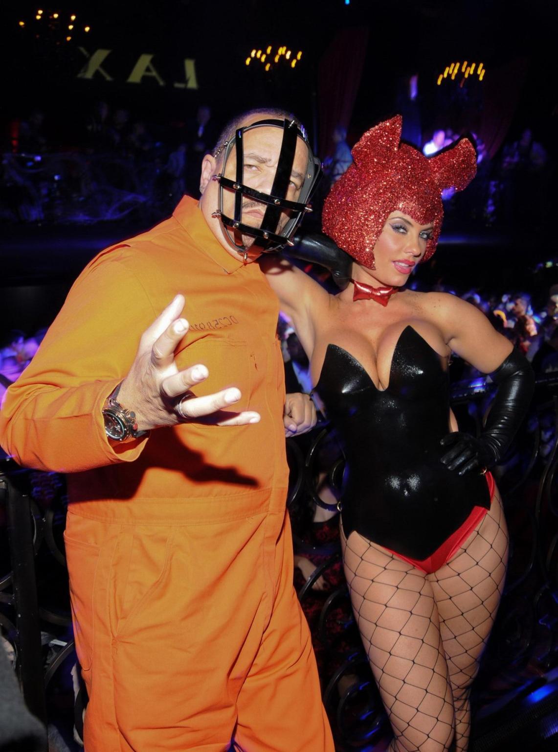 16P Nicole Austin wearing skimpy costume for Halloween Player's Ball at LAX nightclu