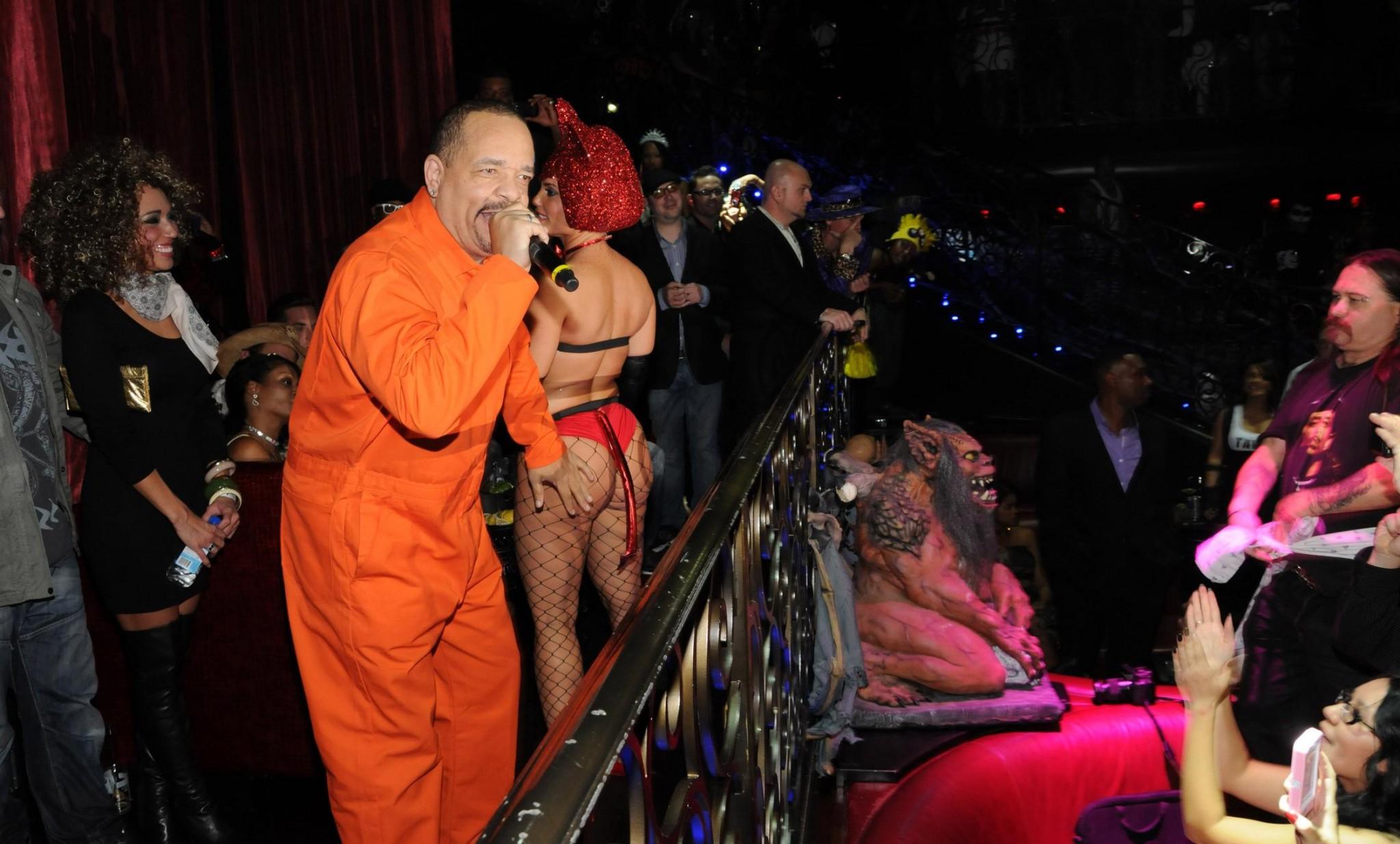 16P Nicole Austin wearing skimpy costume for Halloween Player's Ball at LAX nightclu