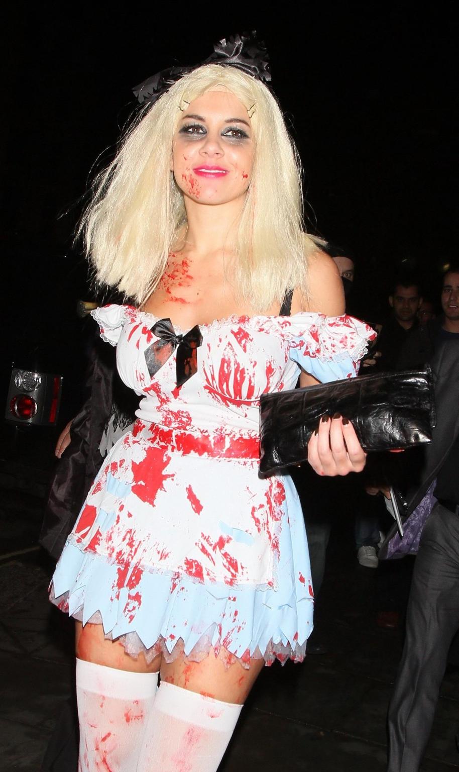 16P Imogen Thomas shows off her pussy wearing see through panties  Halloween costume