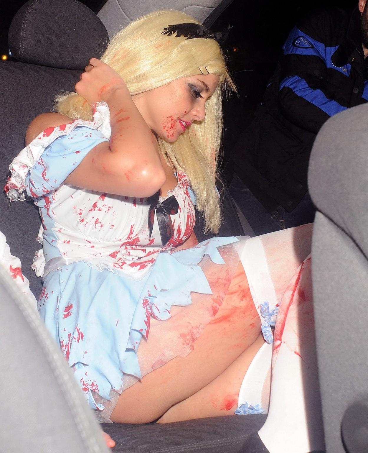 16P Imogen Thomas shows off her pussy wearing see through panties  Halloween costume