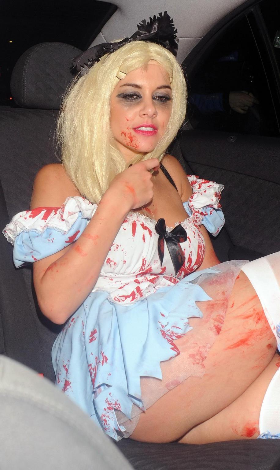 16P Imogen Thomas shows off her pussy wearing see through panties  Halloween costume