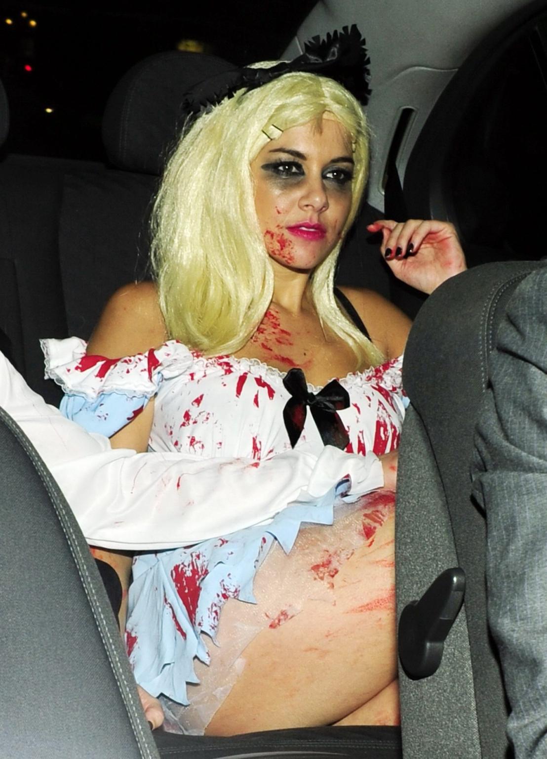 16P Imogen Thomas shows off her pussy wearing see through panties  Halloween costume