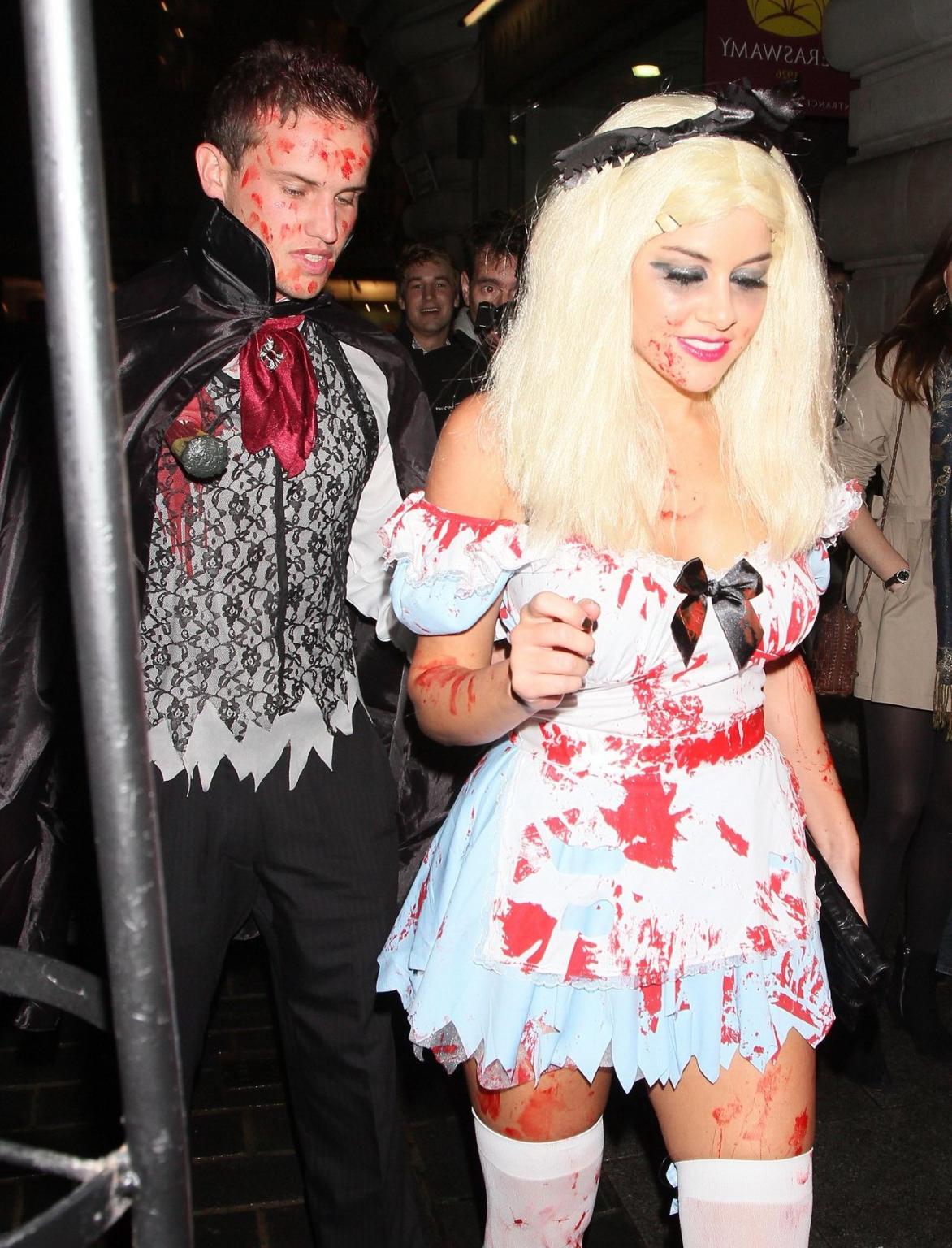 16P Imogen Thomas shows off her pussy wearing see through panties  Halloween costume