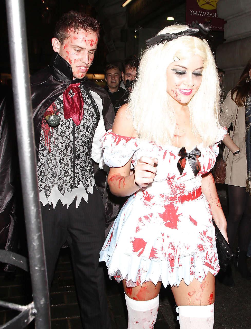 16P Imogen Thomas showing her panties in Helloween costume paparazzi pictures