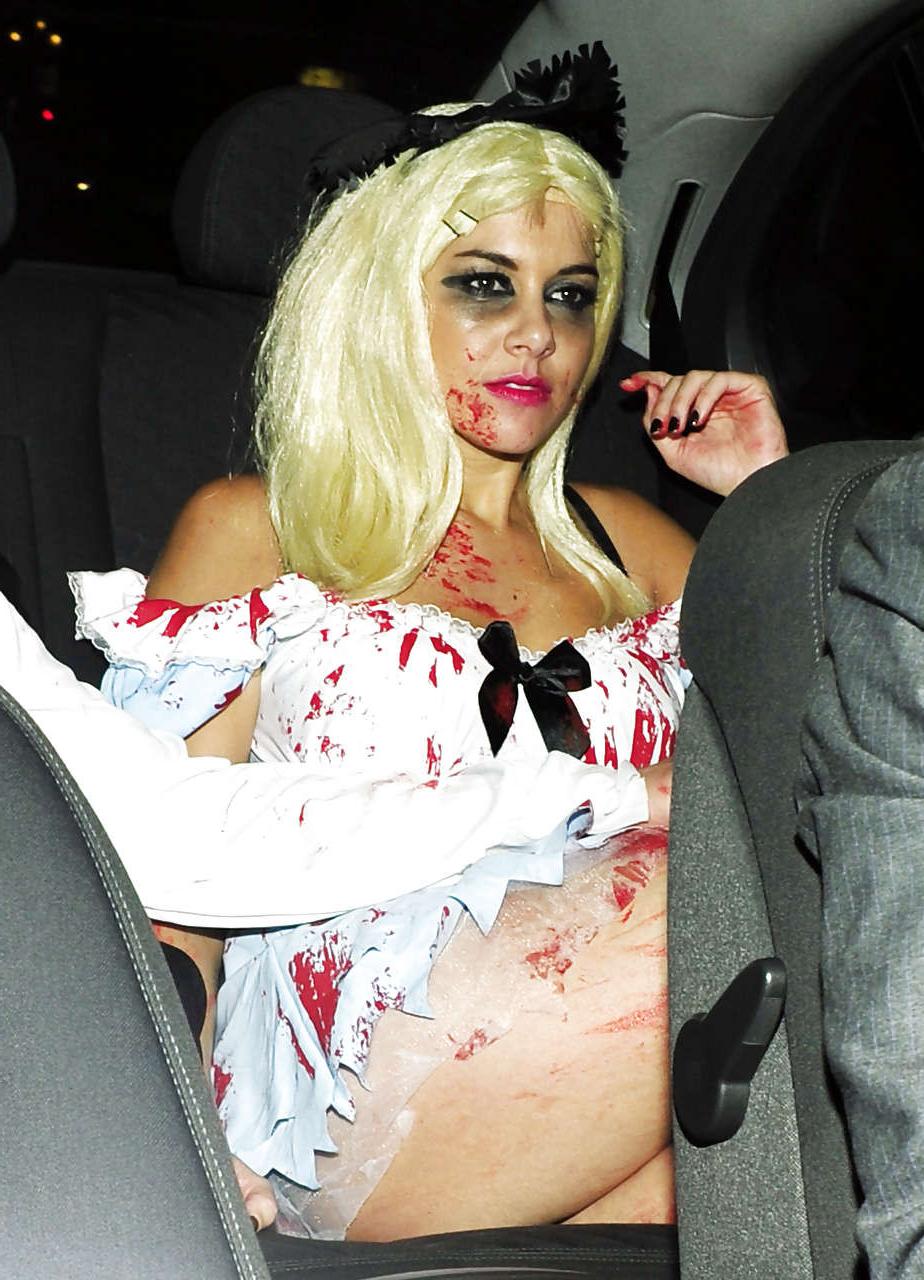 16P Imogen Thomas showing her panties in Helloween costume paparazzi pictures