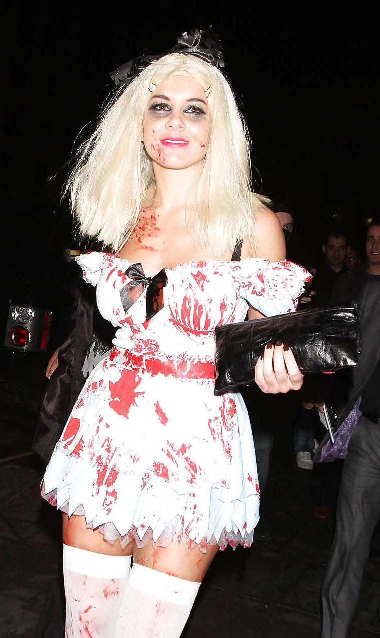 16P Imogen Thomas showing her panties in Helloween costume paparazzi pictures