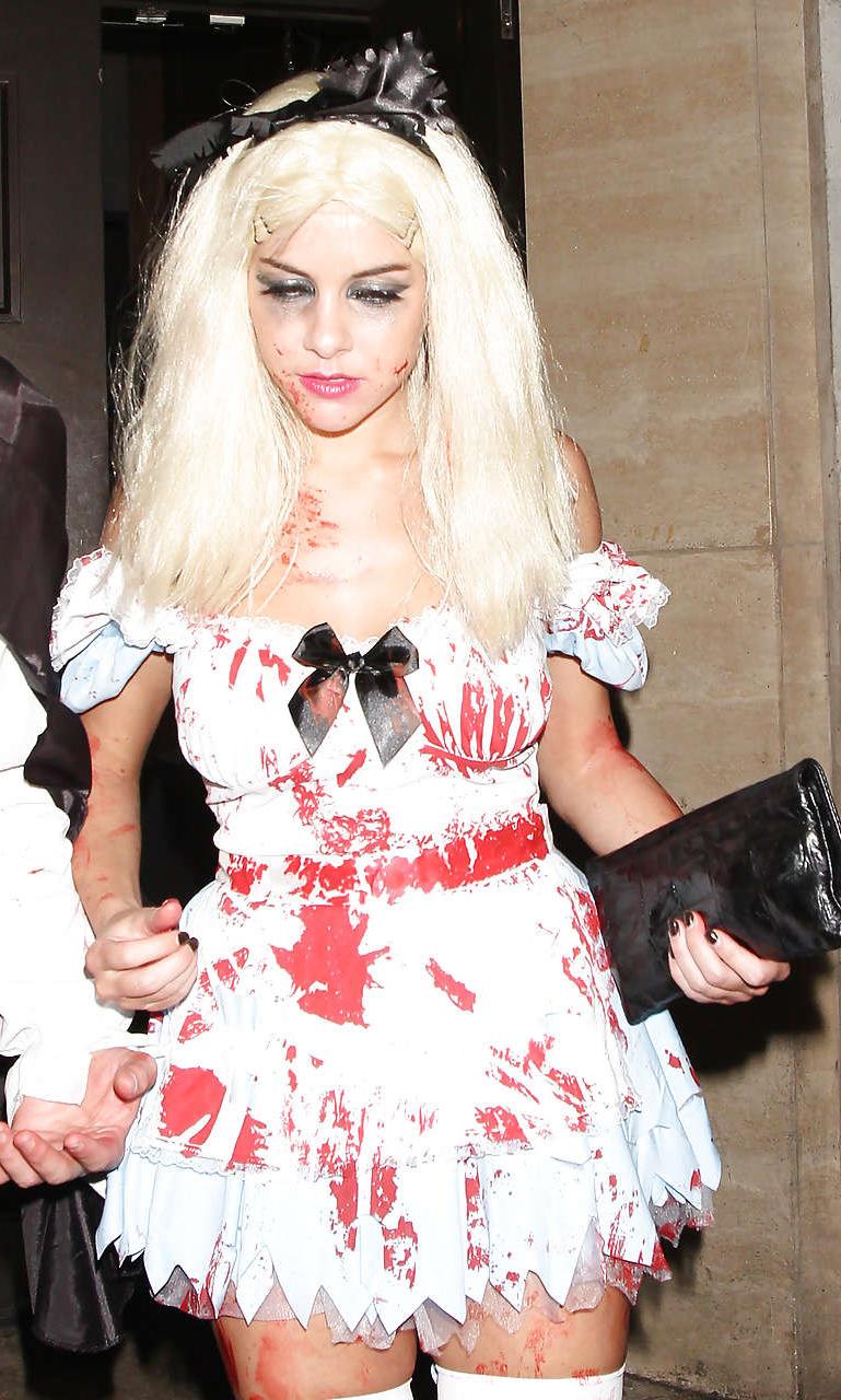 16P Imogen Thomas showing her panties in Helloween costume paparazzi pictures