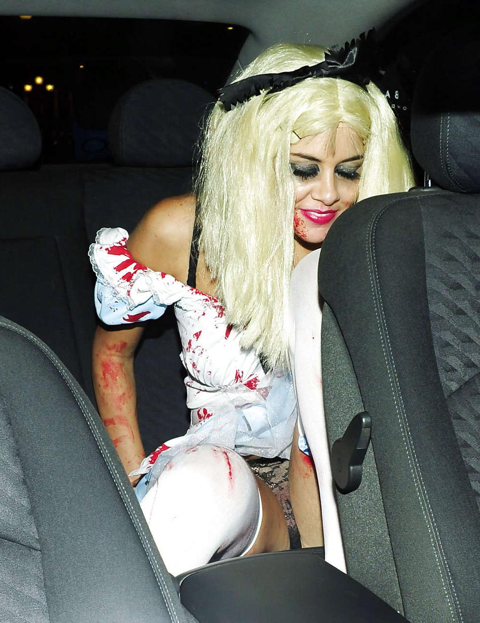 16P Imogen Thomas showing her panties in Helloween costume paparazzi pictures