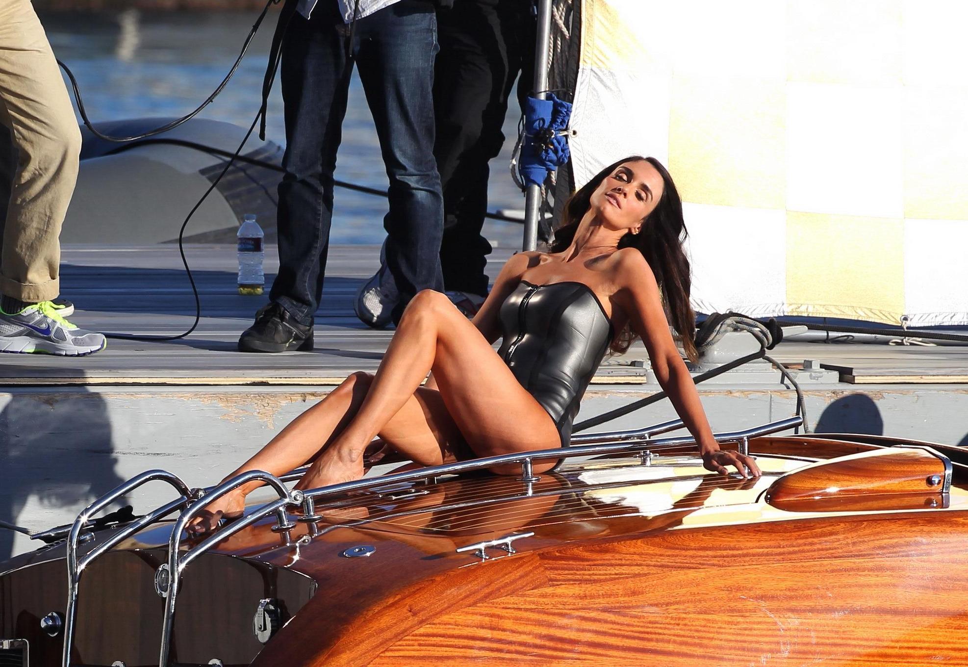 16P Paz Vega in swimsuit shooting a L'Oreal commercial on Catalina Island