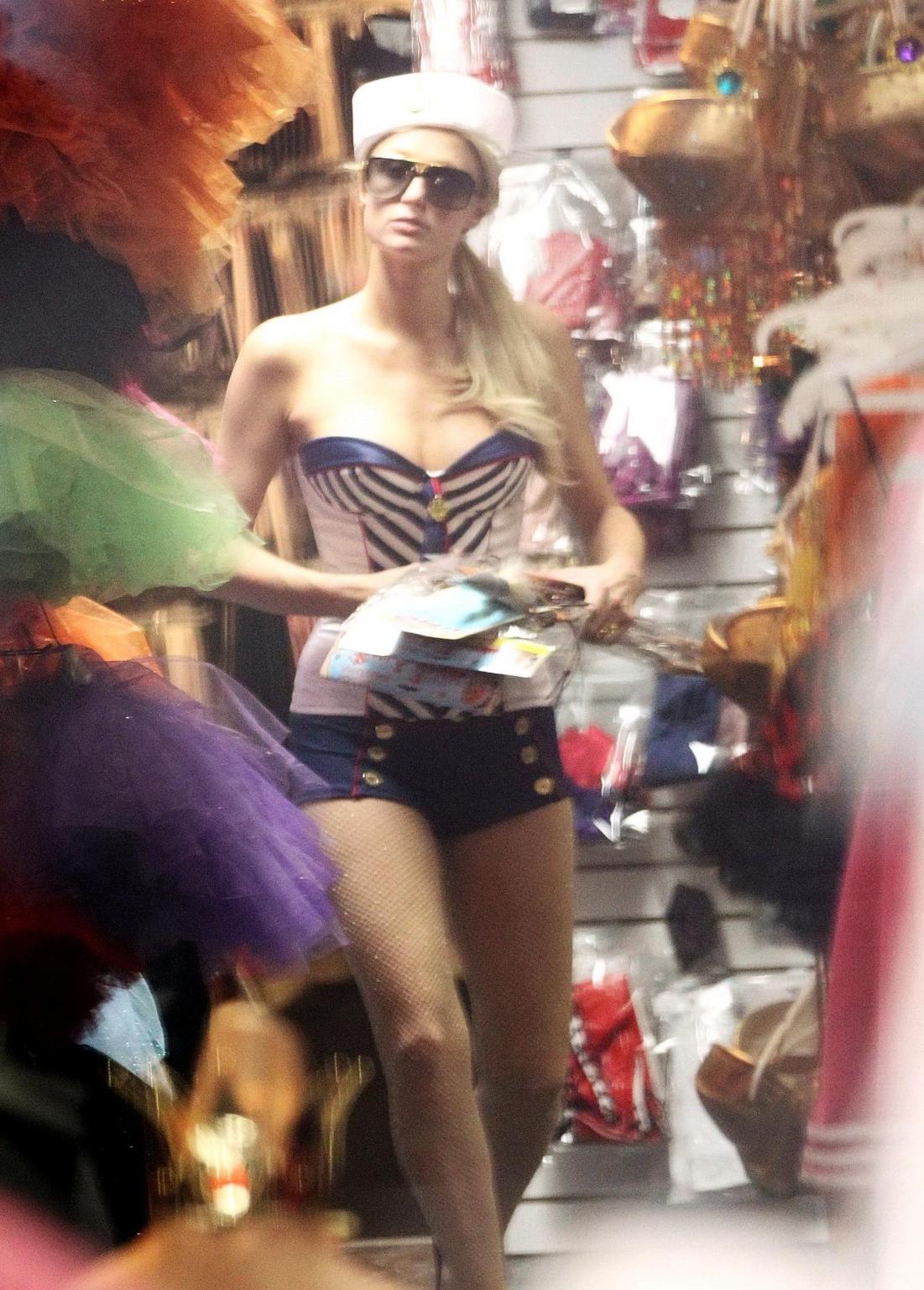 16P Paris Hilton trying on slutty sailor Halloween costume at Trashy Lingerie in Los