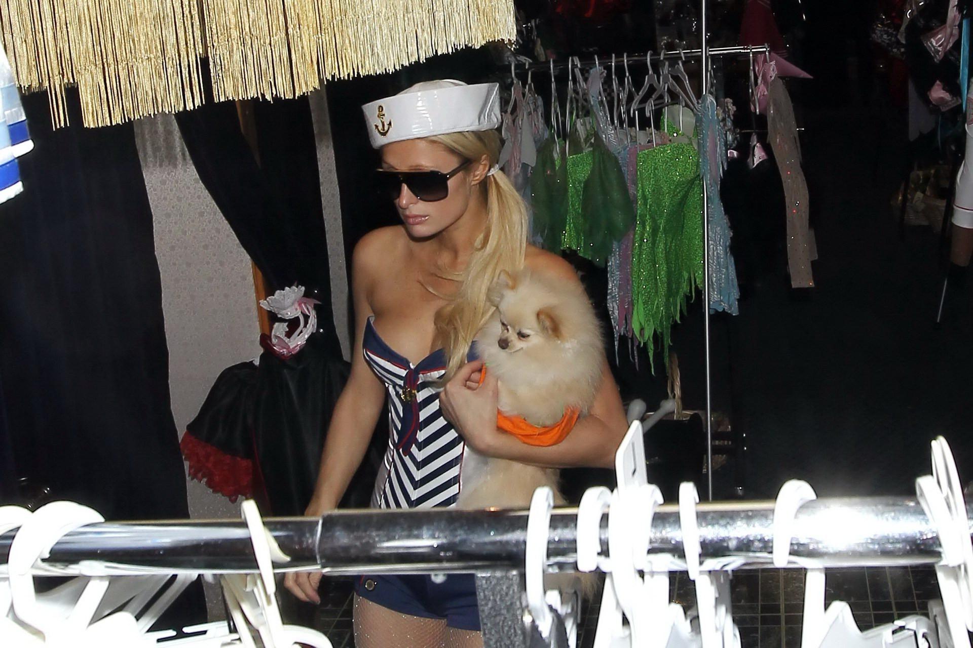 16P Paris Hilton trying on slutty sailor Halloween costume at Trashy Lingerie in Los