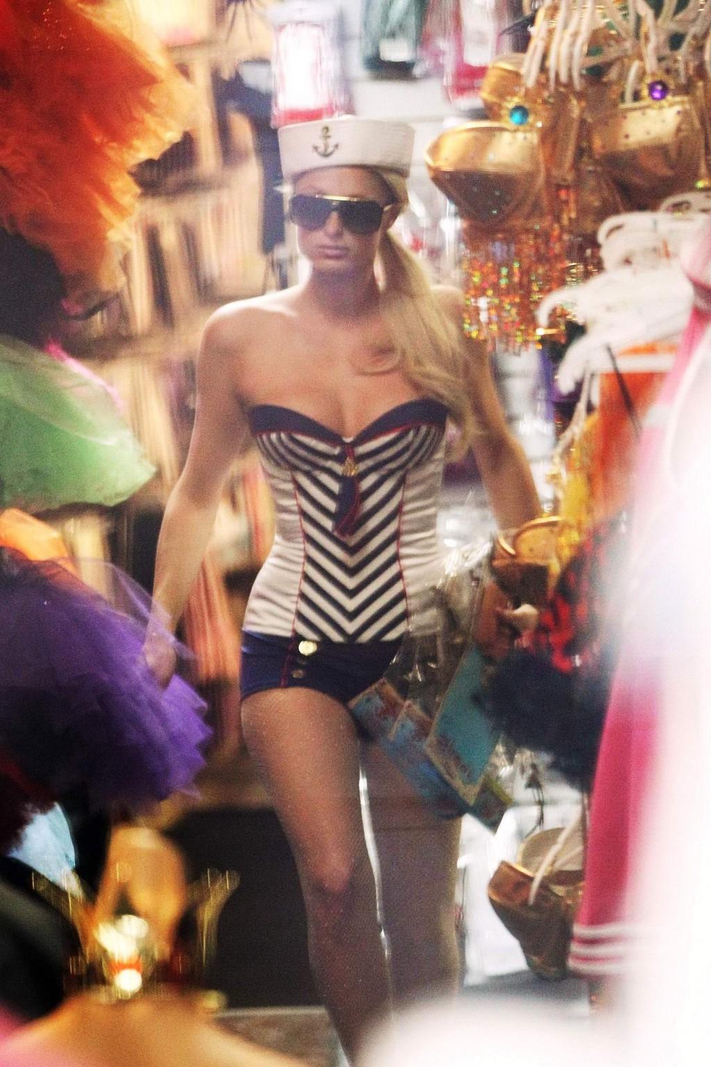 16P Paris Hilton trying on slutty sailor Halloween costume at Trashy Lingerie in Los