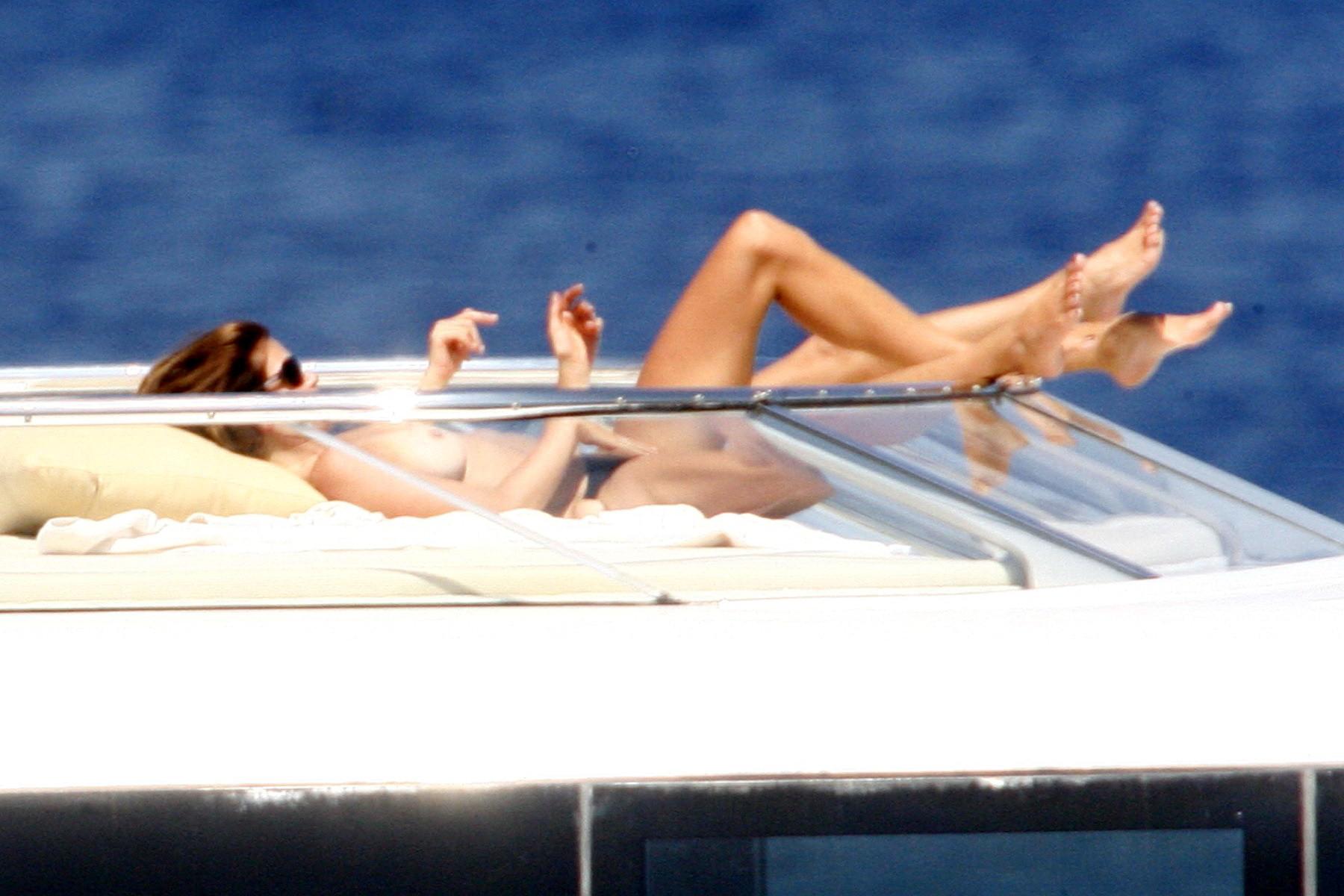 16P Cindy Crawford topless sunbathing on a yacht at French Riviera