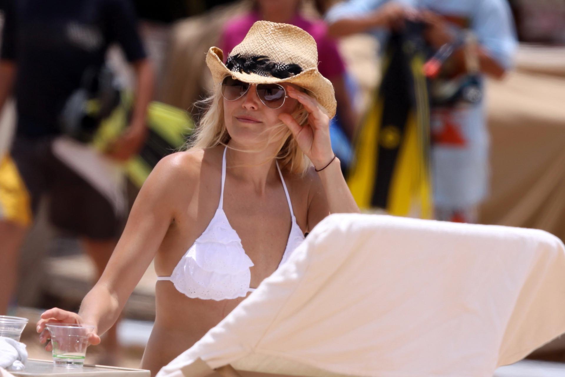 16P Malin Akerman wearing sexy white bikini on Hawaiian beach