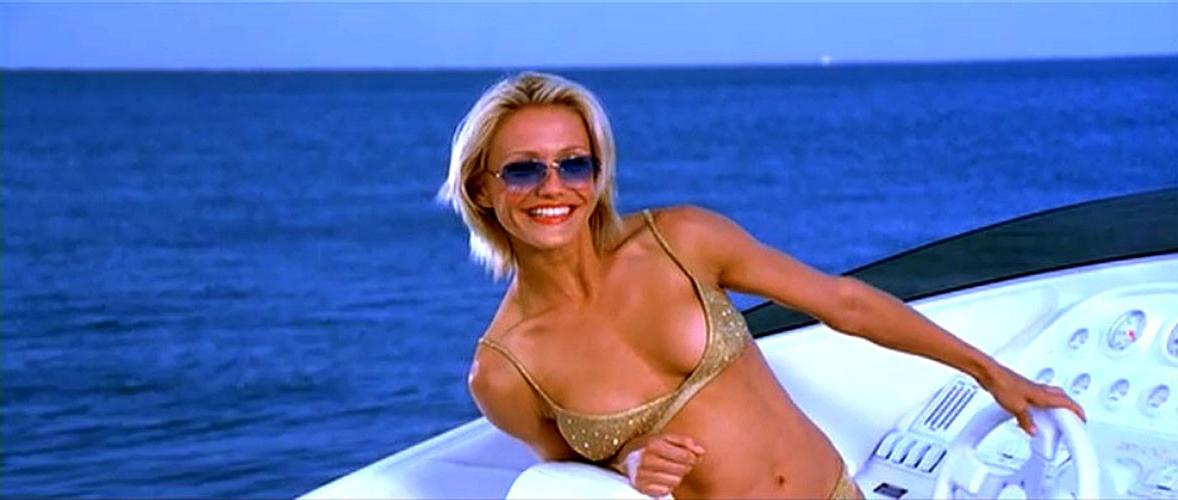 16P Cameron Diaz looking very sexy in bikini on boat and dancing in panties in movie