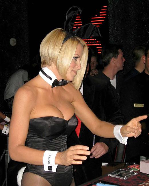 15P Sweet blonde celeb Jenny McCarthy nice boobs in black costume