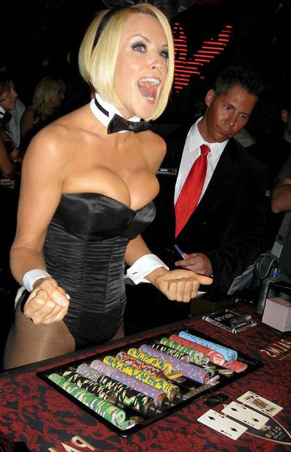 15P Sweet blonde celeb Jenny McCarthy nice boobs in black costume