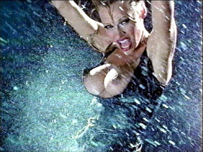 16P Pamela Anderson showing her big tits and shaved pussy on boat