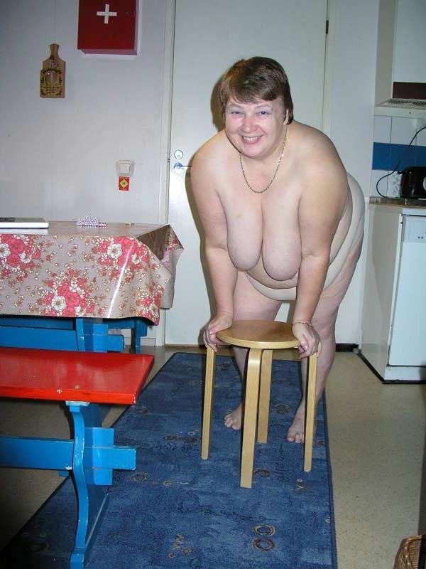16P Big fat old granny showing her naked huge body