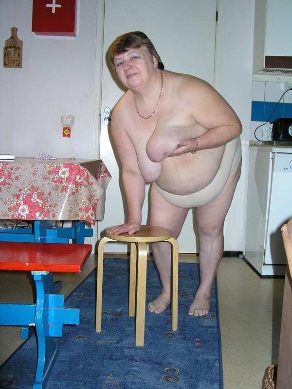 16P Big fat old granny showing her naked huge body