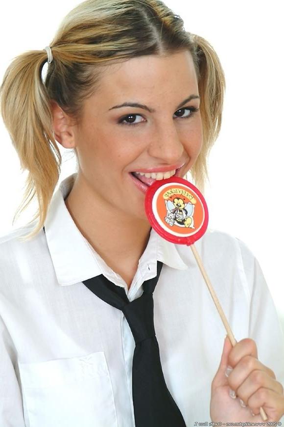 15P Cutie pie blonde teen coed in panties licking her lollipop